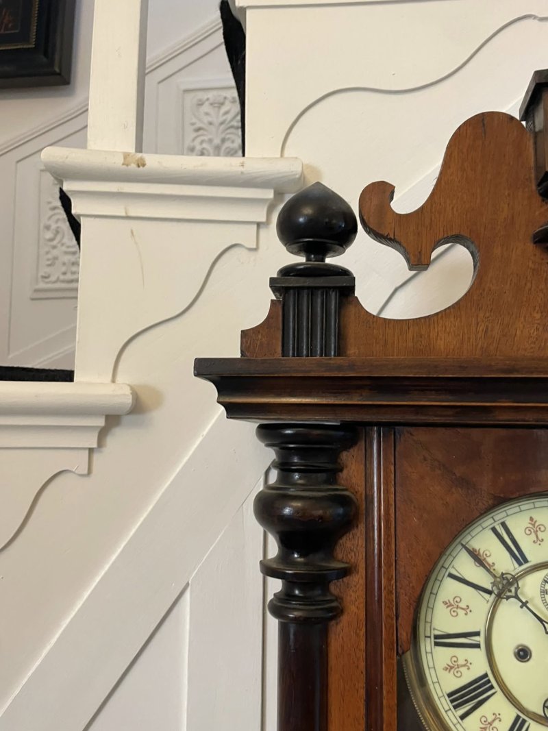 Antique Victorian Quality Carved Walnut Vienna Wall Clock - Image 7